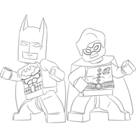 Desenho de Batman e Robin Lego para colorir