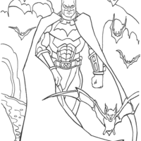 Desenho de Batman entre morcegos para colorir