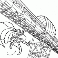 Desenho de Batman no trilho do trem para colorir