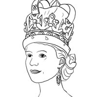 Desenho de Rainha com coroa para colorir