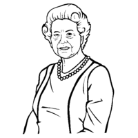 Desenho de Rainha Elizabeth II idosa para colorir