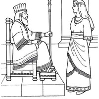 Desenho de Rainha Ester e o rei para colorir