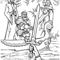 Desenho de Rei Arthur e excalibur para colorir