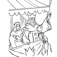 Desenho de Rei e Rainha cumprimentando súditos para colorir