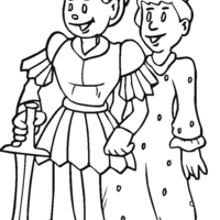 Desenho de Rei e Rainha juntos para colorir