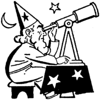 Desenho de Mago e telescópio para colorir