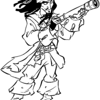Desenho de Jack Sparrow e telescópio para colorir