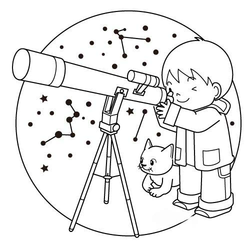Menino vendo estrelas com telescopio