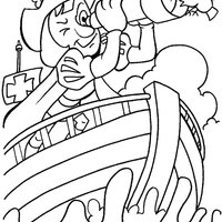 Desenho de Pirata usando telescópio para colorir