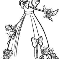 Desenho de Vestido de noiva da Cinderela para colorir