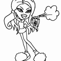 Desenho de Bratz passando perfume para colorir