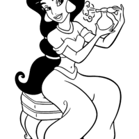 Desenho de Jasmine passando perfume para colorir