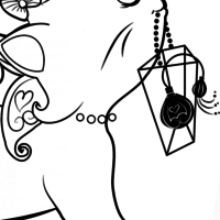 Desenho de Gata Marie e frasco de perfume para colorir