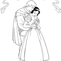 Desenho de Abraço de Branca de Neve e príncipe para colorir