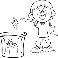 Desenho de Menino reciclando latinho para colorir