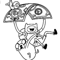 Desenho de Finn e Jake voando para colorir