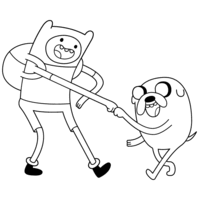 Desenho de Finn e Jake para colorir