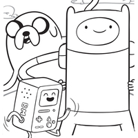 Desenho de Finn, Jake e BMO para colorir