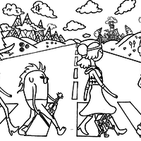 Desenho de Hora de Aventura Abbey Road para colorir