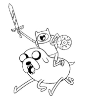 Desenho de Jake e Finn prontos pro ataque para colorir