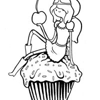 Desenho de Princesa Jujuba e cupcake para colorir