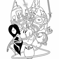 Desenho de Personagens de Hora de Aventura em perigo para colorir
