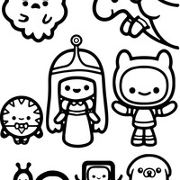 Desenho de Personagens de Hora de Aventura chibi para colorir