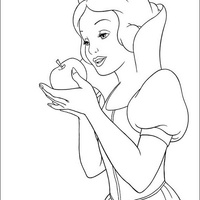 Desenho de Branca de Neve comendo maçã envenenada para colorir