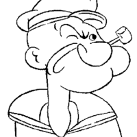 Desenho de Popeye com cara de bravo para colorir