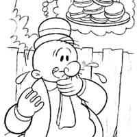 Desenho de Dudu comendo sanduíches para colorir