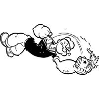 Desenho de Popeye agarrando lata de espinafre para colorir