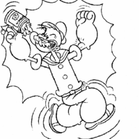 Desenho de Popeye comendo espinafre para colorir