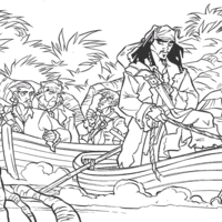Desenho de Jack sparrow no barco para colorir