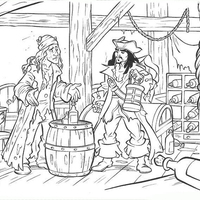 Desenho de Jack sparrow na taverna para colorir