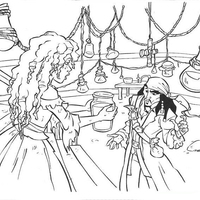 Desenho de Princesa e Jack sparrow para colorir