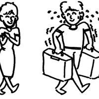 Desenho de Homem carregando malas para mulher para colorir