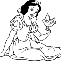 Desenho de Branca de Neve e passarinho para colorir