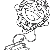 Desenho de Doraemon astronauta para colorir