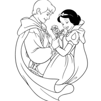 Desenho de Branca de Neve e príncipe apaixonados para colorir