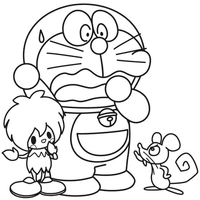 Desenho de Doraemon como Papai Noel para colorir