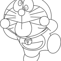 Desenho de Doraemon fazendo careta para colorir