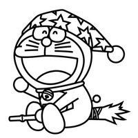 Desenho de Doraemon no Halloween para colorir