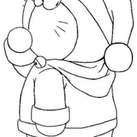 Desenho de Doraemon no Natal para colorir