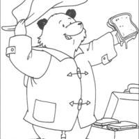 Desenho de Paddington comendo sanduiche para colorir