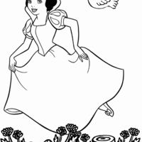 Desenho de Branca de Neve no bosque para colorir