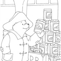 Desenho de Paddington comprando mel para colorir