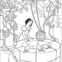 Desenho de Branca de Neve no poço para colorir