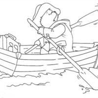 Desenho de Paddington fugindo em barco para colorir