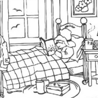 Desenho de Paddington em seu quarto para colorir