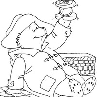 Desenho de Paddington fazendo lanche para colorir